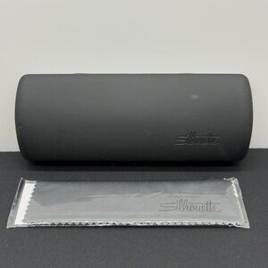 Silhouette Eyeglass Case Black Hard Shell With Cleaning Cloth